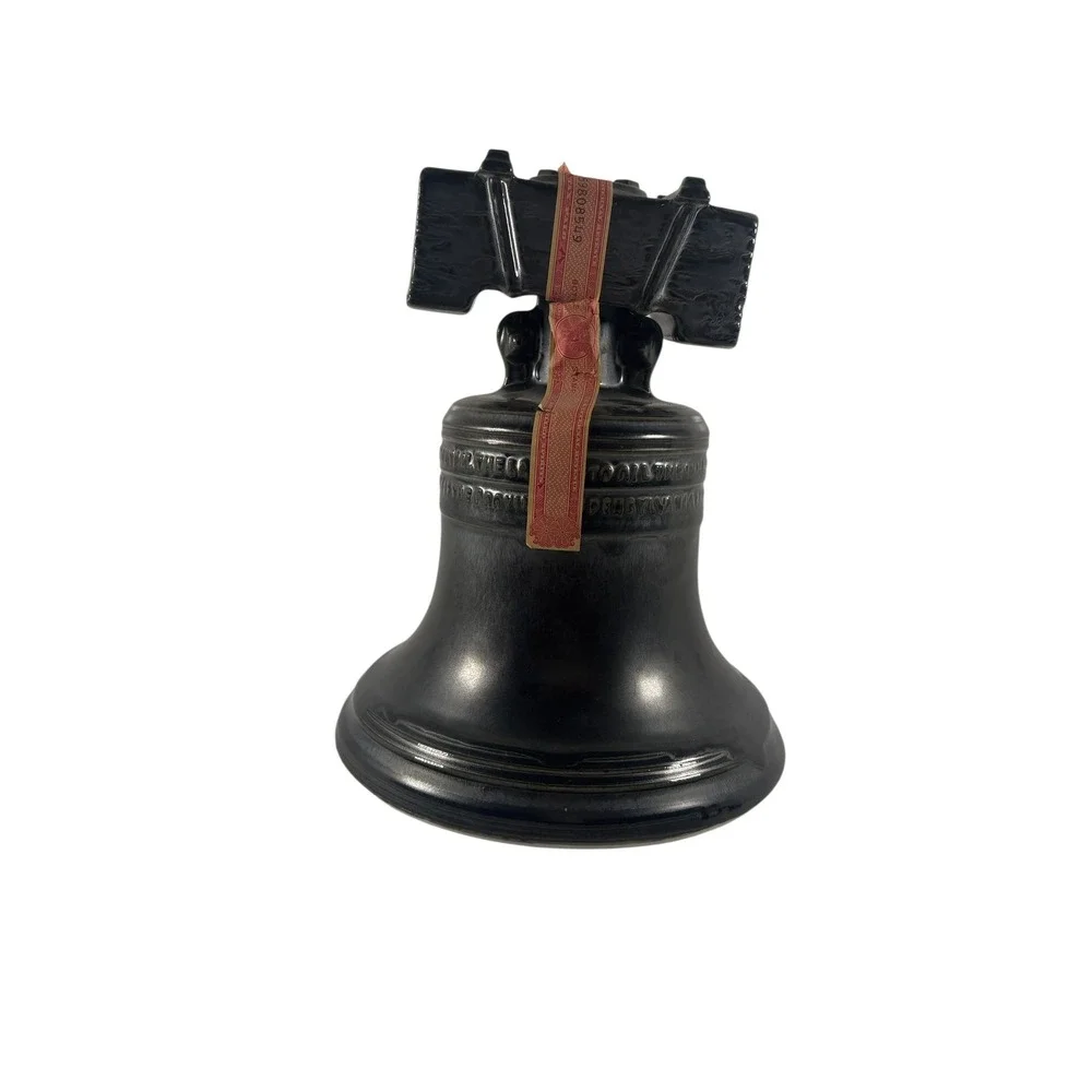 Michter's Whiskey Decanter Liberty Bell Black Ceramic Vintage 4/5 Quart Good